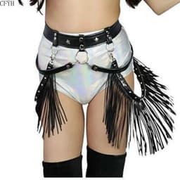 vscnovelty® Fetish - Sm Lederen Kleding Bondage Kwastje Broek Bdsm - Sex Harnas Klinknagels - Fetish Cosplay — thumbnail 2