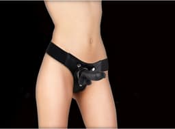 Ouch! Realistische Strap On Voorbinddildo met Harnas - 15 cm - Zwart — thumbnail 15