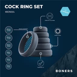 Boners - 6 Delige Cockring Set - Penisring Set voor Mannen - Extra Stimulatie - Buttplugs - Buttplug Set - Anal Plug - Sex Toys voor Mannen - Seksspeeltjes - Penisring - Cockringen - Grijs — thumbnail 13