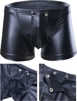 LekkerStout PU Lederen Boxershort - Open Kruis - Zwart - Sexy Herenondergoed | XL | ( LS154 ) — thumbnail 2