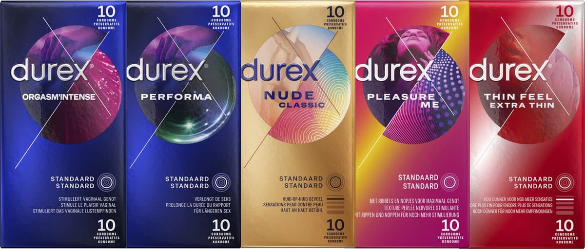 Durex - 50 Condooms - Orgasm Intense - Performa - Nude - Pleasure me - Voordeelverpakking — afbeelding 1