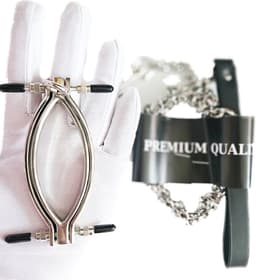 BNDGx® - Metalen Vagina Klem spreider - Extreme BDSM Schaamlippenklem met lijn | SM | — thumbnail 3
