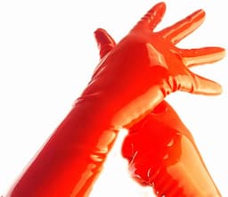 BamBella® - 100% LATEX Handschoenen Lang BDSM SM sexy glans handschoen Rood — thumbnail 3