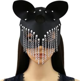 Erotische BDSM Masker Kat - Inclusief sexy kettingen - One size - Verstelbaar - PU Leder - Oogmasker - Gezicht bondage — thumbnail 1