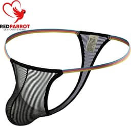 Regenboog string heren - Zwart transparante - Erotische mannen slip - Sexy — thumbnail 1