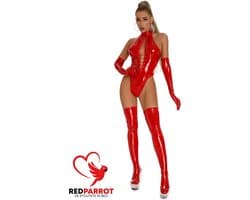 3 delige PU Latex look bodysuit - Handschoenen - Kousen - Jumpsuit - PU Leer