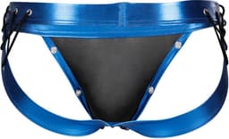 Cut4Men - Desire Jockstrap Leatherette - Metallic Blauw/Zwart L — thumbnail 3