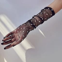 Visnet Handschoenen met Strass Steentjes - Zwart - One Size — thumbnail 4
