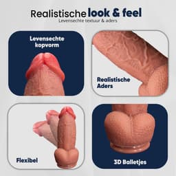 360° Rotatie Dildo XXL – Realistisch met Ballen – G-spot & Anale Vibrator – Zacht Siliconen- Seksspeeltje - Dildo voor Mannen en Vrouwen Lovemytoy® — thumbnail 7