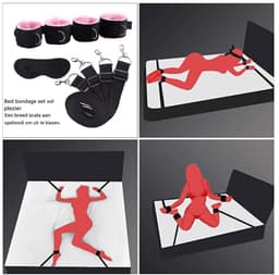 longziming-Bondage Set - Handboeien - Sex Toys voor Koppels - Vastbinden - 7-delige BDSM set met oogmasker - Verstelbaar - Comfortabel pluche - Voor beginners en gevorderden - Roze — thumbnail 4
