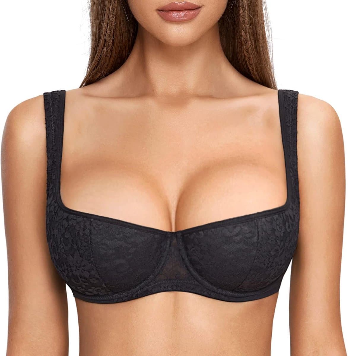 Push Up BH Balconette met Beugel en Kant voor Grote Maten Vrouwen — afbeelding 1