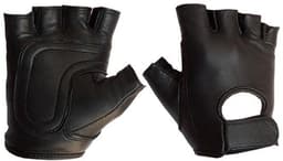 Mister B - Leren Handschoenen zonder Vingers - Zwart M — thumbnail 1