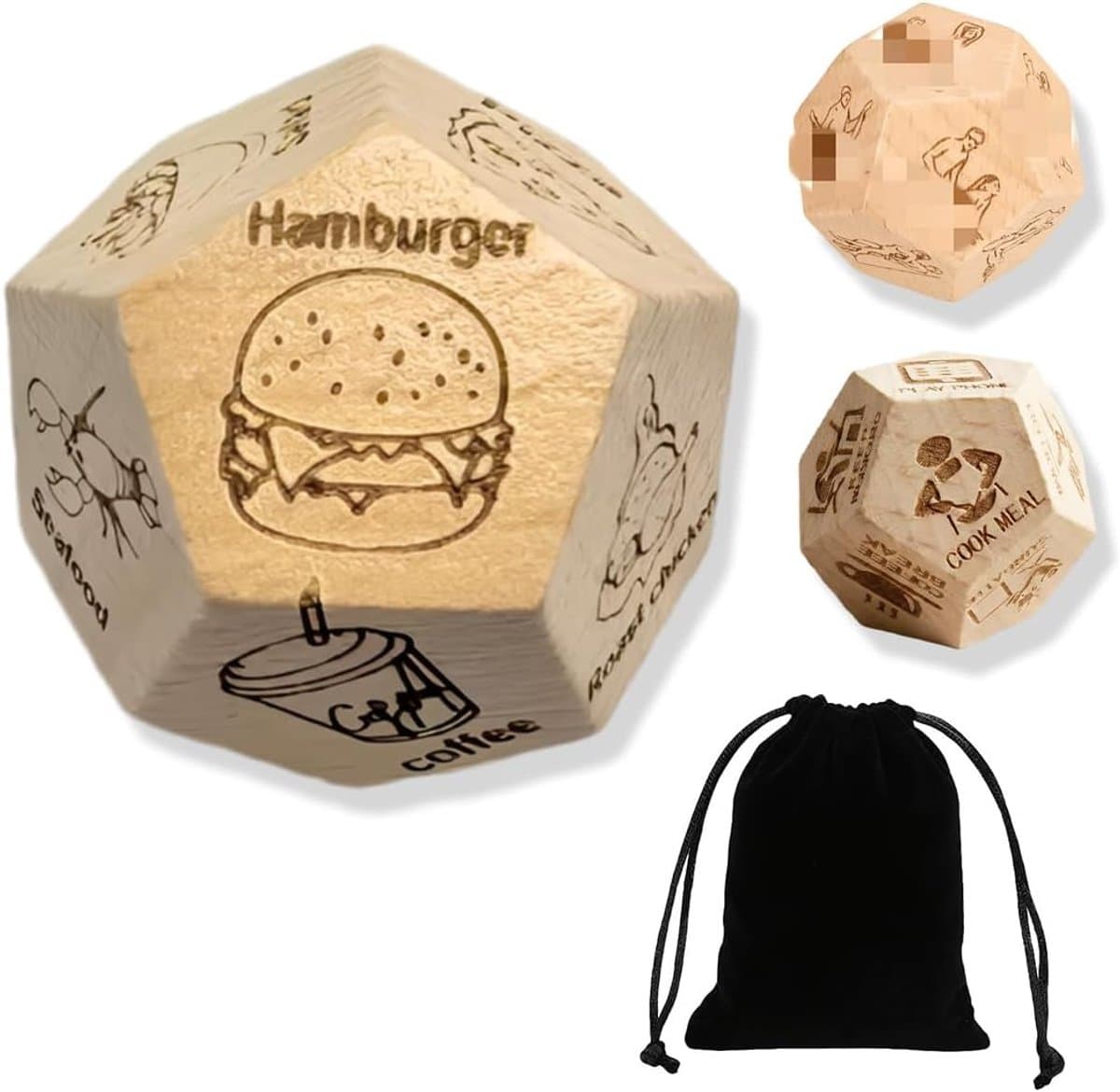 Houten Dobbelstenen Set - Koppel Spel - Avond Plezier - 3 Stuks - Niet Gespecificeerd - Natuurlijk Hout — afbeelding 1