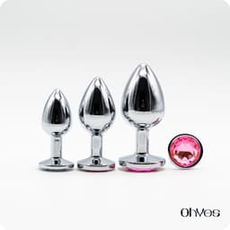 Metalen Buttplugs voor mannen en vrouwen - Buttplug Set 3-Delig - Anal & Butt Plug - Roze — thumbnail 12