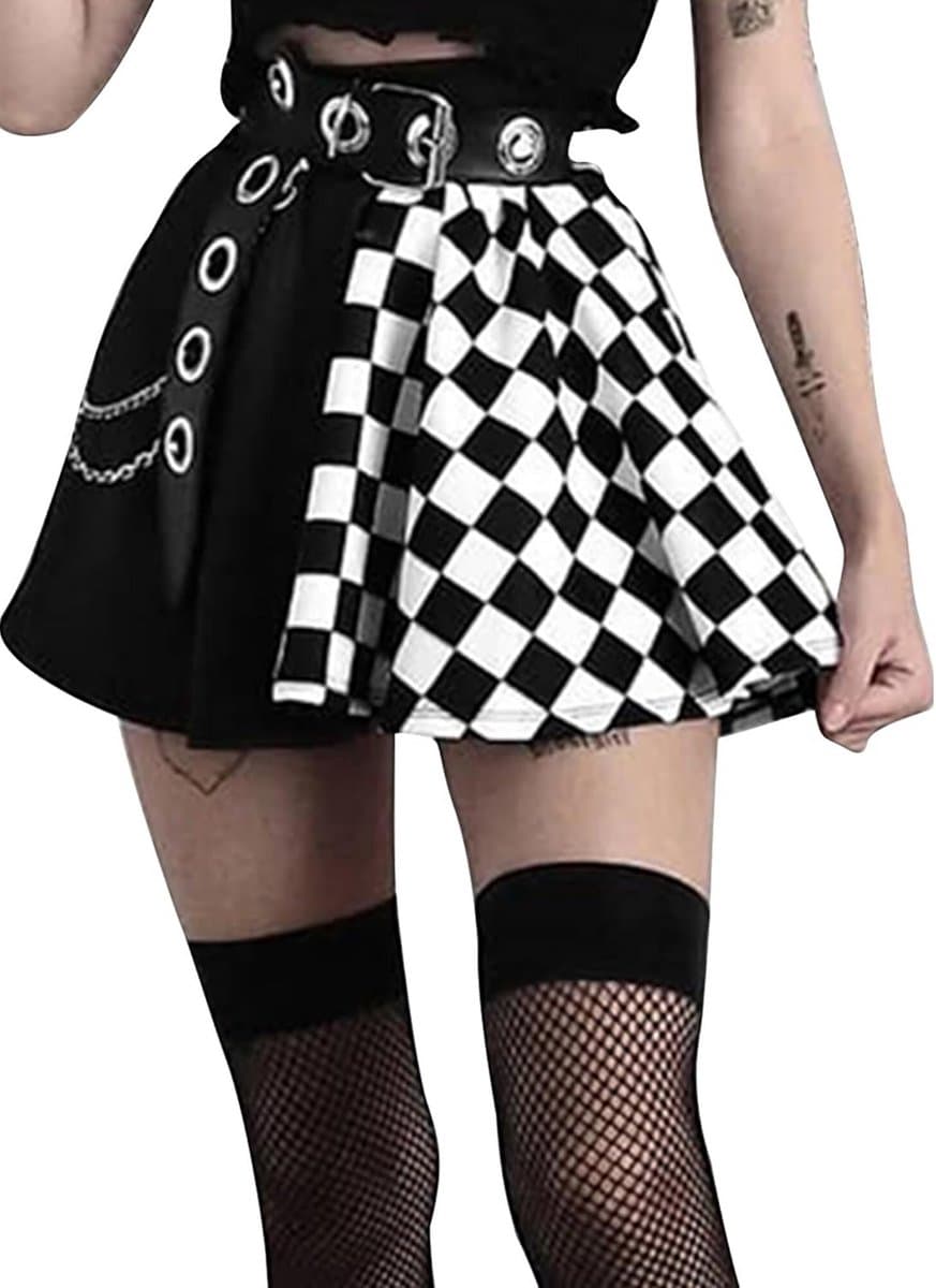 Gothic rok dames zwart kant hoge taille A-lijn minirok steampunk cosplay — afbeelding 1