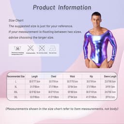 Glanzend Metallic Bodysuit Heren Lange Mouwen Dans- en Clubkleding — thumbnail 2