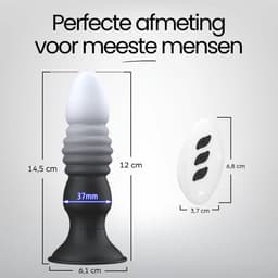 Blackdoor Collection - Stotende Dildo - Stotende Vibrator met zuignap - 7 Vibratie en 7 Stotende standen - Met afstandsbediening - Zwart — thumbnail 5