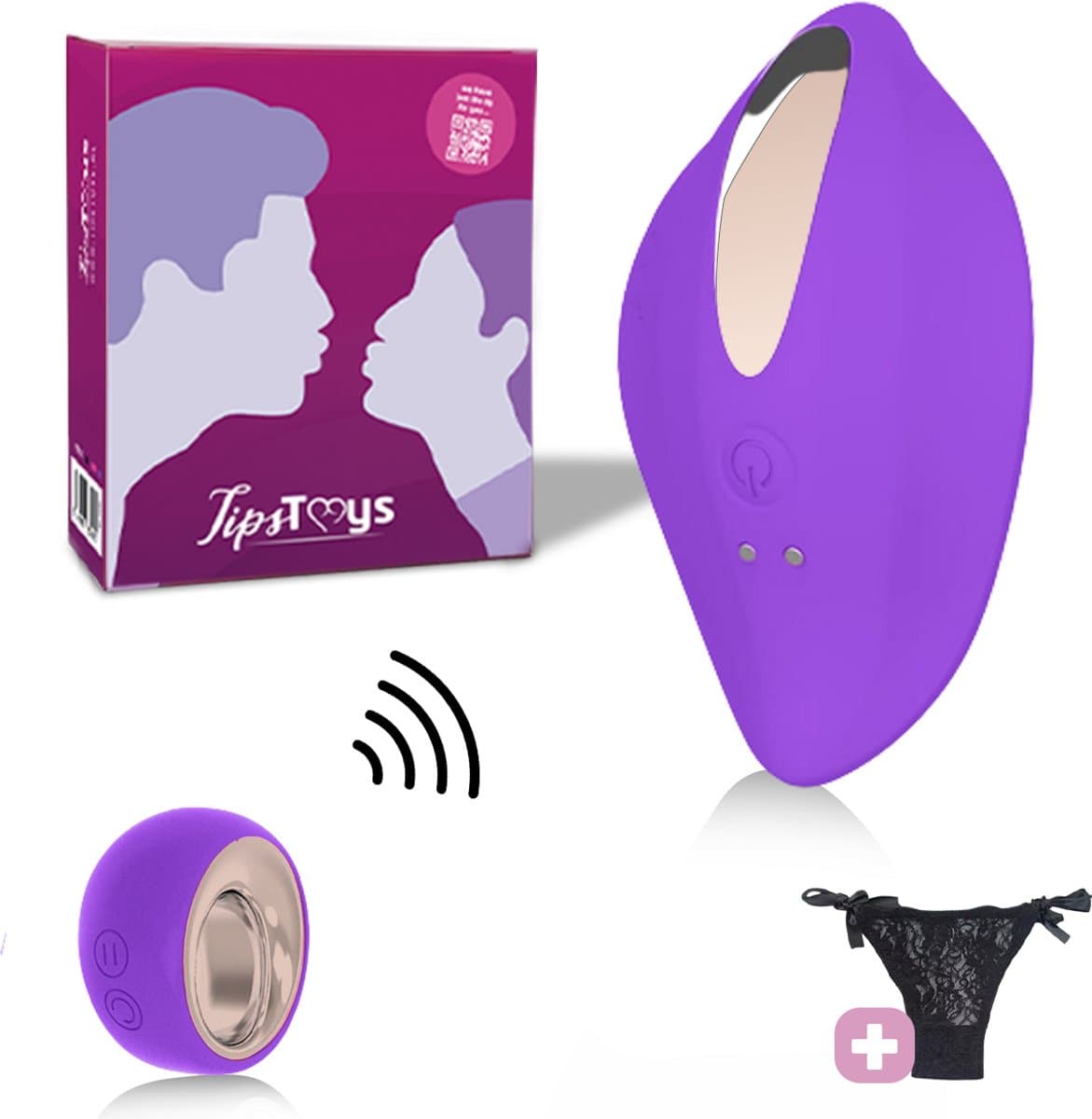 TipsToys® Draagbare Mini Vibrator voor Vrouwen - Kleine Clitoris Stimulator met Afstandsbediening - Panty Vibrator met Slipje - Remote Wearable - Vibrerende Seksspeeltjes - Sex Toys voor Koppels - Paars — afbeelding 1