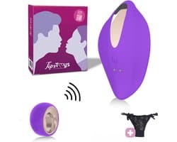 TipsToys® Draagbare Mini Vibrator voor Vrouwen - Kleine Clitoris Stimulator met Afstandsbediening - Panty Vibrator met Slipje - Remote Wearable - Vibrerende Seksspeeltjes - Sex Toys voor Koppels - Paars