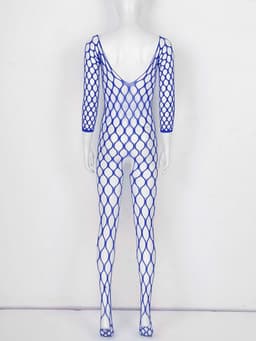 Visnet Bodysuit Dames Doorzichtig Volledig Lichaam Jumpsuit Open Panty — thumbnail 4