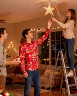 Grappig Kerstshirt Heren met 3D Print Lange Mouwen Casual Feestkleding — thumbnail 2