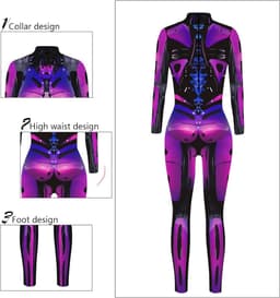 Dames Skelet Kostuum Jumpsuit Halloween Carnaval Cosplay Bodysuit — thumbnail 2
