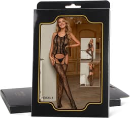 Zeloria Bodystocking met Open Kruis - Erotische Catsuit - Sexy Lace Lingerie Dames - One Size - Zwart — thumbnail 6