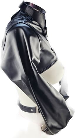 BNDGx® - Dwangbuis Straight jacket - Maat XS t/m M - Nep Leer - Onesize - Extreme BDSM Bondage Restraint Erotische sex kleding keurslijf — thumbnail 2