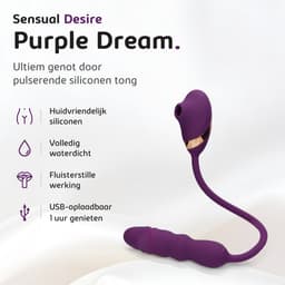 Sensual Desire® Purple Dream – Clitoris Stimulator met Tongbeweging – Stotende Dildo Vibrator – Dual Action – 10 Standen — thumbnail 2