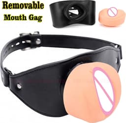 Verstelbare siliconen mond gag vagina - Realistische pussy face - Open Mond plug - Deepthroat - BDSM — thumbnail 2