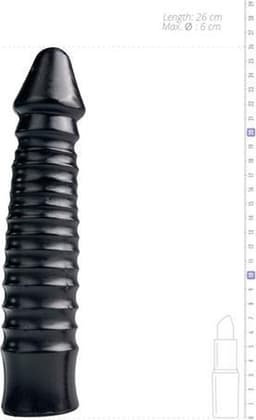 All Black Zwarte grote dildo met geribbelde schacht — thumbnail 9
