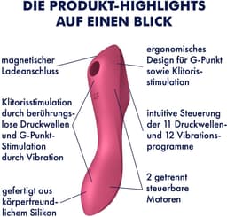 Satisfyer, drukgolfvibrator, Curvy Trinity 3, 17,5 cm, 3 motoren, veelzijdig, drukgolven en trillingen — thumbnail 2