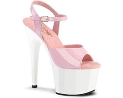 Pleaser - ADORE709 Sandaal met enkelband, Paaldans schoenen - US 11 - 41 Shoes - Roze/Wit