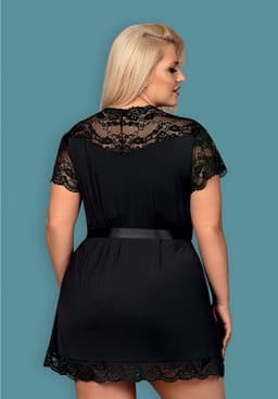 Obsessive Kimono & String - Erotische Kimono - Maat L/XL - Zwart — thumbnail 14