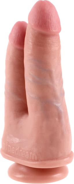 Pipedream King Cock Dubbele Dildo Double Penetrator met Zuignap - 22cm - beige — thumbnail 6
