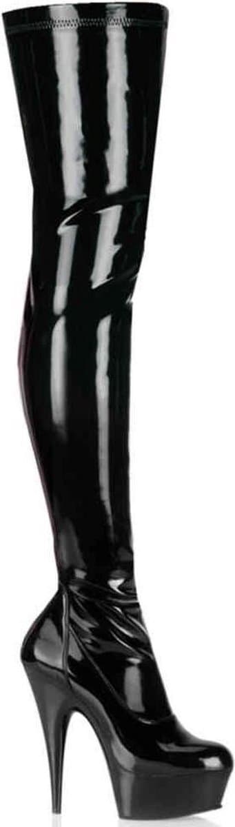 EU 45 = US 14 | DELIGHT-3000 | 6 Heel, 1 3/4 PF Thigh High Boot, Side Zip — afbeelding 1