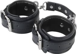 Banoch | enkelboeien van pu leer | zwart / zilver| bondage — thumbnail 7