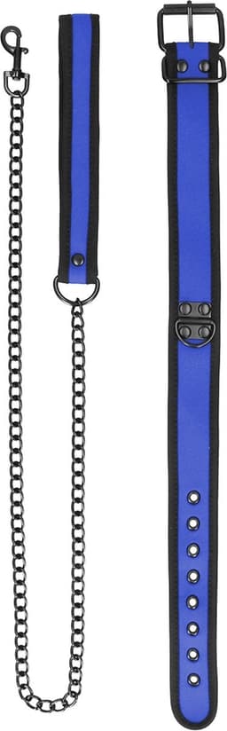 Shots - Ouch! Neopreen Halsband met Riem black,blue — thumbnail 5