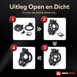 Quick Relief Elite Lock™ Medium - Chastity cage - Kuisheidskooi met 4 ringmaten - Kuisheidskooi voor Mannen - Sissy - Cock Cage - Zwart — thumbnail 3
