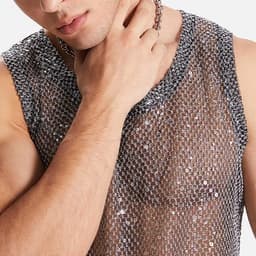 Erotiek tank top heren - Glitter and glamour - Hemd - Mesh - Visnet — thumbnail 6