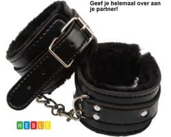 *** Zwarte Pluche Handboeien voor Beginners - Erotische BDSM Speeltjes - van Heble® ***