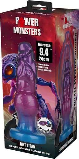 Power Monsters - Rift Titan - Opblaasbare Monster Dildo - 24 cm - Paars/Blauw — thumbnail 4