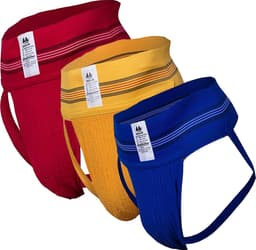 MM Sports The Original No. 10 Jockstrap 3 inch Multipack 1x Red + 1x Yellow + 1x Blue - MAAT S - Heren Ondergoed - Jockstrap voor Man - Mannen Jock — thumbnail 1