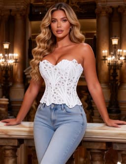 Zeloria Strapless Korset Top – Elegante Dames Corset Met Kant – Fashion Bustier – Wit – M — thumbnail 1