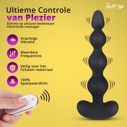 TipsToys® Prostaat Vibrator met Afstandsbediening - Stimulator met Anal Beads - 9 Vibrerende Standen - 2.2-3.6⌀ Anale Buttplug Massager - Prostate Sex Toys voor Mannen, Vrouwen en Koppels - Waterdicht, Vibrerend & Oplaadbaar - Siliconen - Zwart — thumbnail 5