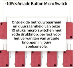 Dailygoods- Micro Switch - 10 Stuks - Hoge Sensitiviteit - Drie Pinnen - Betrouwbaar - Lange Levensduur - Compatibel met Arcade Knoppen - Drukknop — thumbnail 3