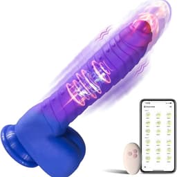 SF Toys Verwarmbare Dildo met Zuignap - Met Afstandsbediening - 5 Bewegingsstanden - 3 Vibratiestanden - IPX6 Waterdicht - Paars — thumbnail 1
