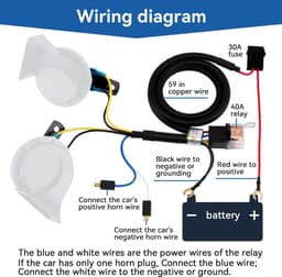Dailygoody - Universele Horn Wiring Harness Kit - Hoogwaardige Air Horn Bekabeling - 12V - Betrouwbare installatie - Duurzaam materiaal - Geschikt voo. — thumbnail 4