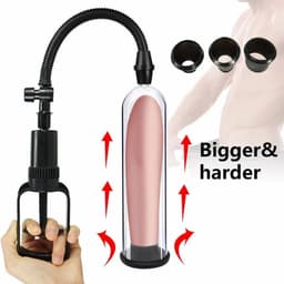 Essentials - Handmatige Penis Pomp met Sleeves - 21 cm - Transparant/Zwart — thumbnail 5