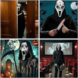 Horror Scream Mask voor Halloween, Ghostface Kostuum en Decoratie, Geschikt voor Kinderen en Volwassenen, Perfect voor Spookhuizen en Feestjes — thumbnail 4